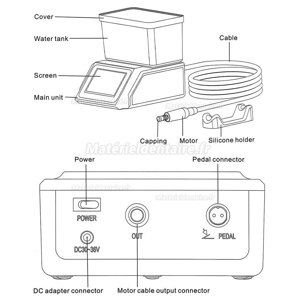Système de chirurgie dentaire électrique WM-E5 avec éclairage LED et système d'alimentation en eau intégré